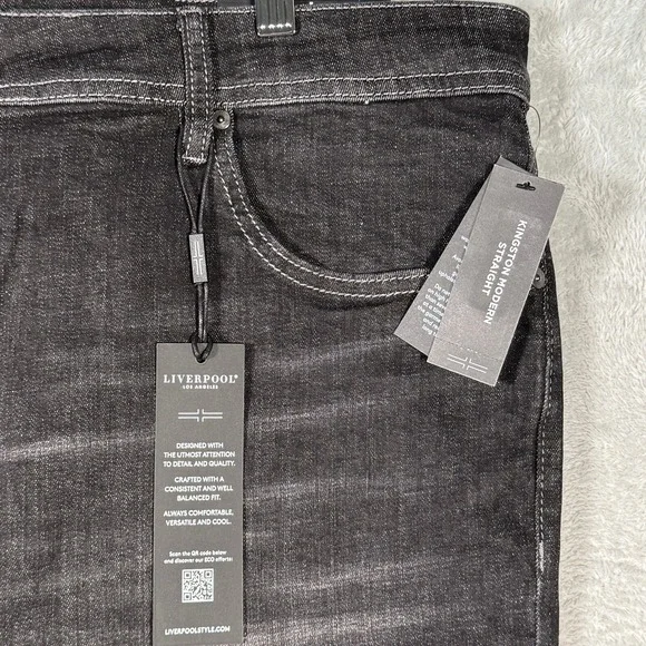 Liverpool Los Angeles Jeans Mens 42x32 Black Gray Kingston Modern Straight Eco